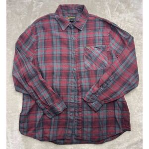 GUC Stanley Men XL Flannel Shirt Red Gray Plaid Long Sleeve Button Down Workwear